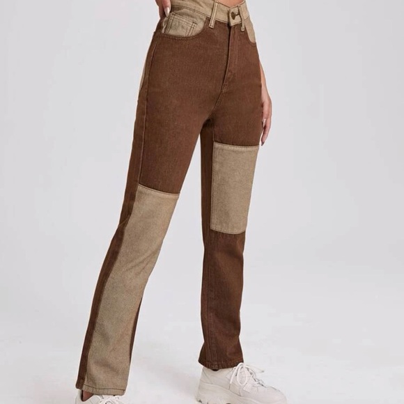 shein romwe zipper fly colorblock jeans - Picture 5 of 5